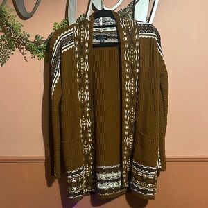 Lucky Brand Brown and White Knit Cardigan